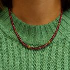 Image 13 of Pink tourmaline beaded necklace with gold clasp | 45.5 cm