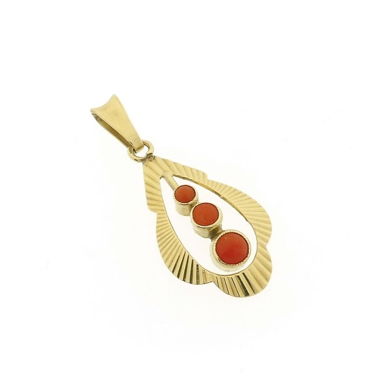 Image 3 of Vintage gold pendant with red coral.