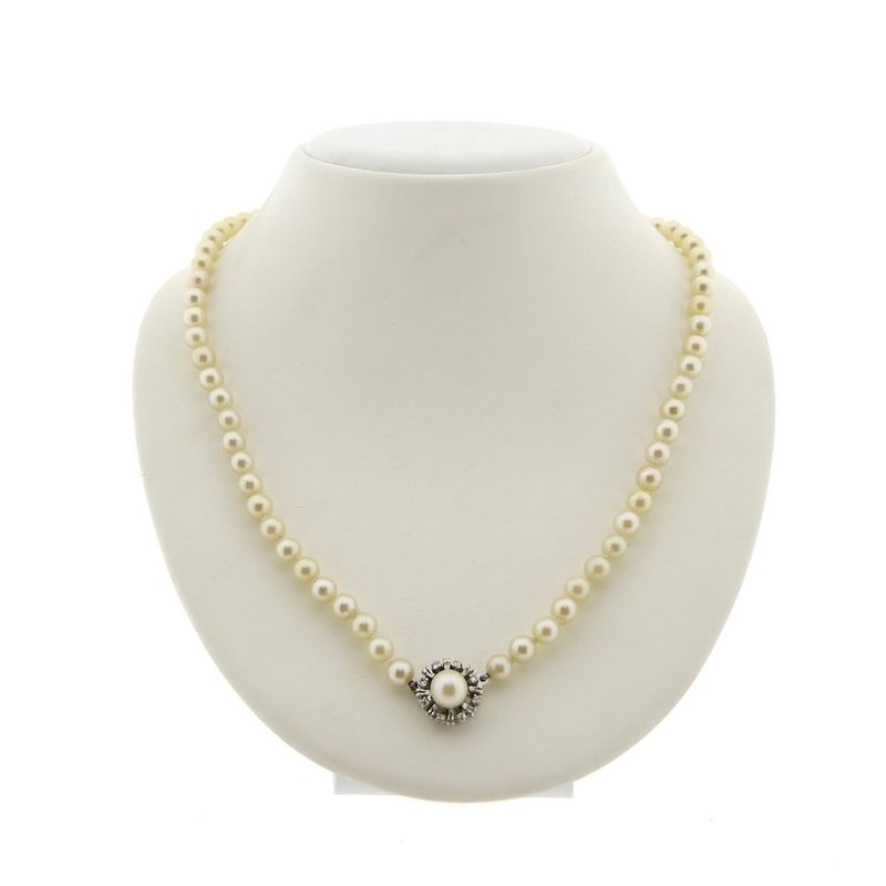 Image 1 of Vintage/antique pearl necklace with white gold clasp | 47 cm