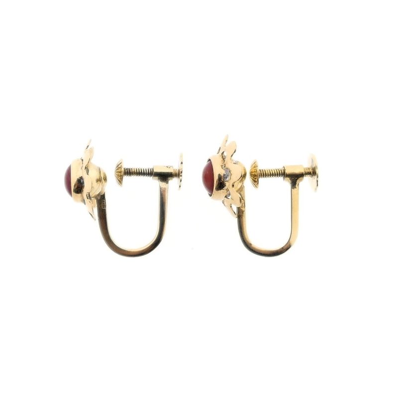 Image 4 of Gold earrings with red coral