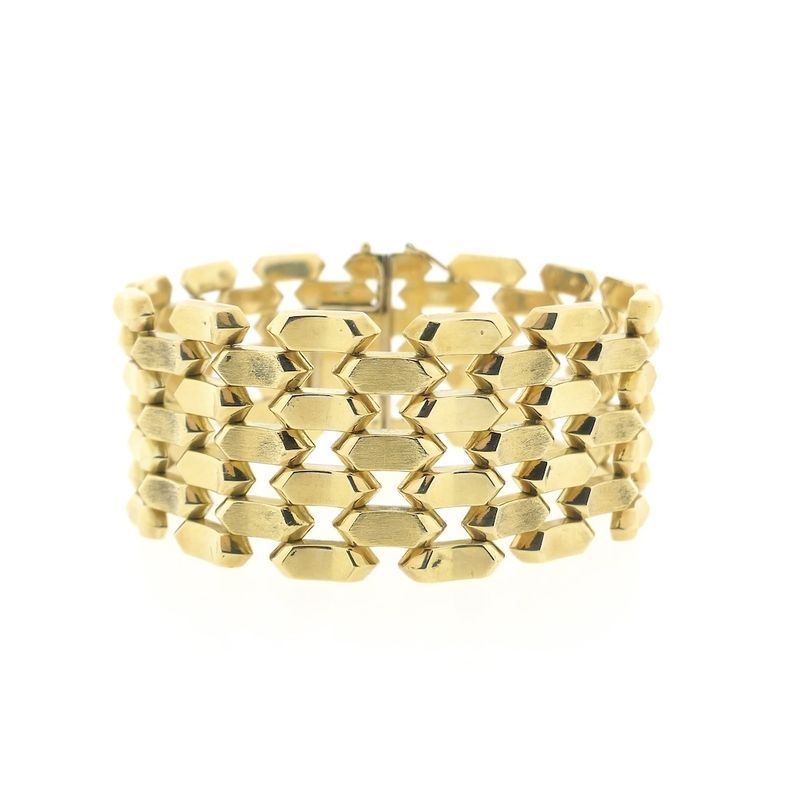 Image 3 of Gold wide Bismarck link bracelet