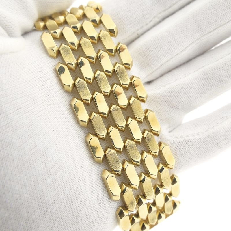 Image 13 of Gold wide Bismarck link bracelet