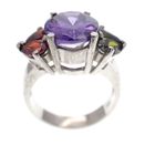 Image 3 of Silver cluster ring with colored zirconia