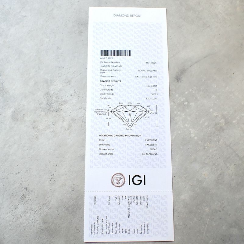 Image 7 of 1.02 ct. Brilliant cut diamond D VVS 1 + IGI Certificate