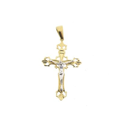 Image 1 of Two-tone gold pendant of a cross with corpus | Antique