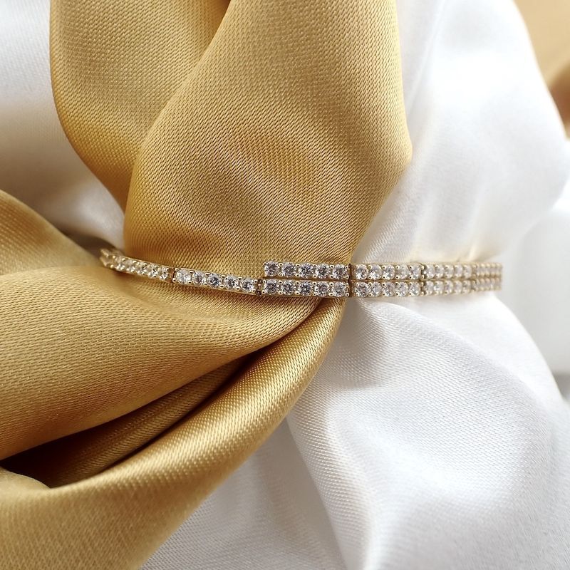 Image 2 of Gold tennis bracelet with zirconia | 18 cm