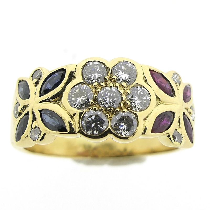 Image 3 of 18K Gold Ring with Diamond, Sapphire, and Ruby | 0.46 ct.