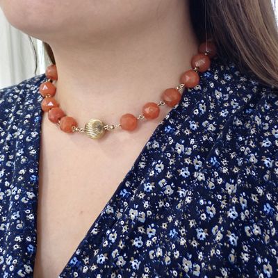 Image 2 of Carnelian bead necklace with gold clasp