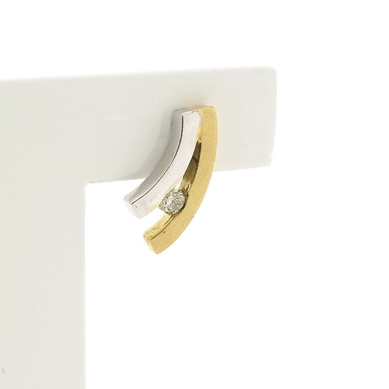 Image 3 of Bicolor gold stud earrings with diamonds