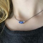 Image 8 of White gold necklace with diamond and triple opal | 42 cm