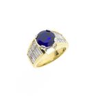 Image 1 of Gold entourage ring with synthetic sapphire and diamonds