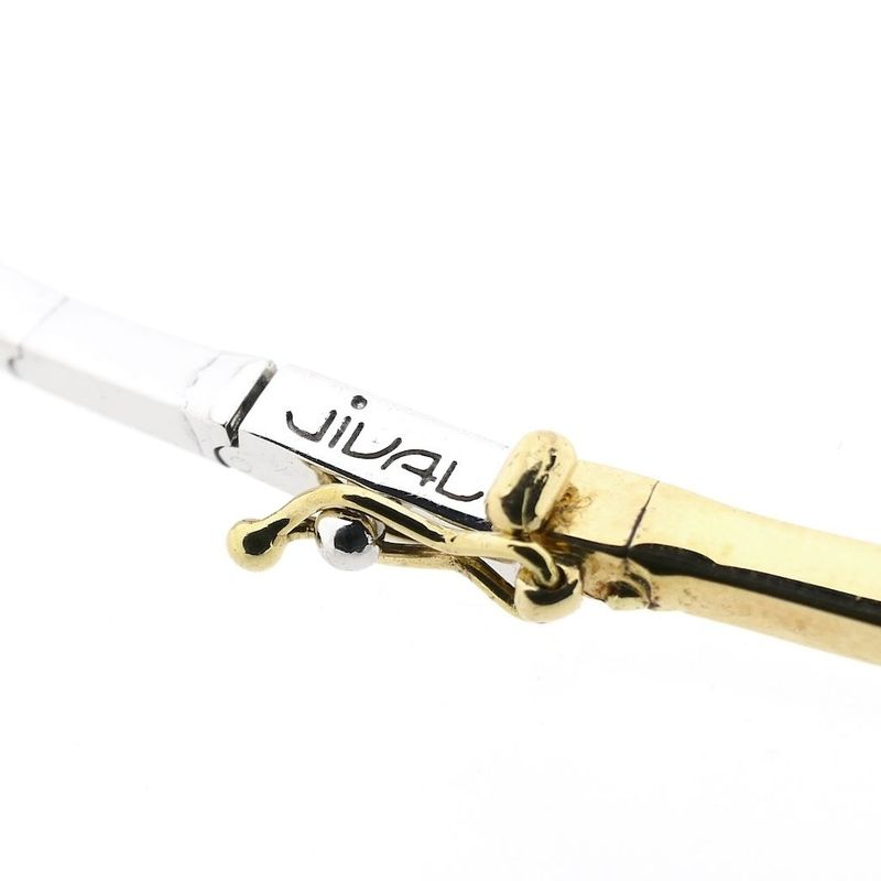 Image 4 of Bicolor Gold Bar Necklace with Zirconia