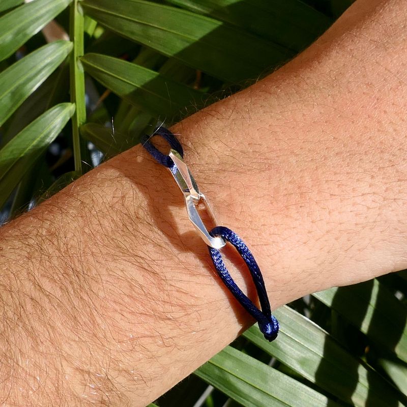 Image 2 of Forever Knots® Handmade Blue Satin Bracelet with Silver Link