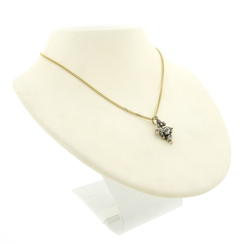 Image 5 of 18 kt gold/silver antique pendant with diamond | Approx. 0.025 ct.