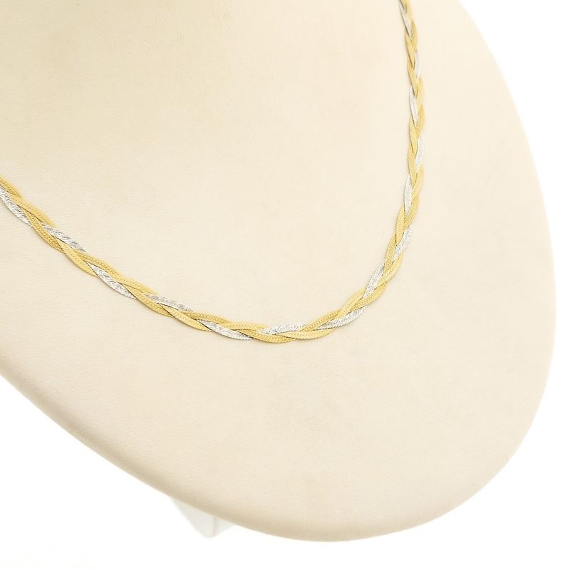 Image 3 of Two-tone gold braided link chain