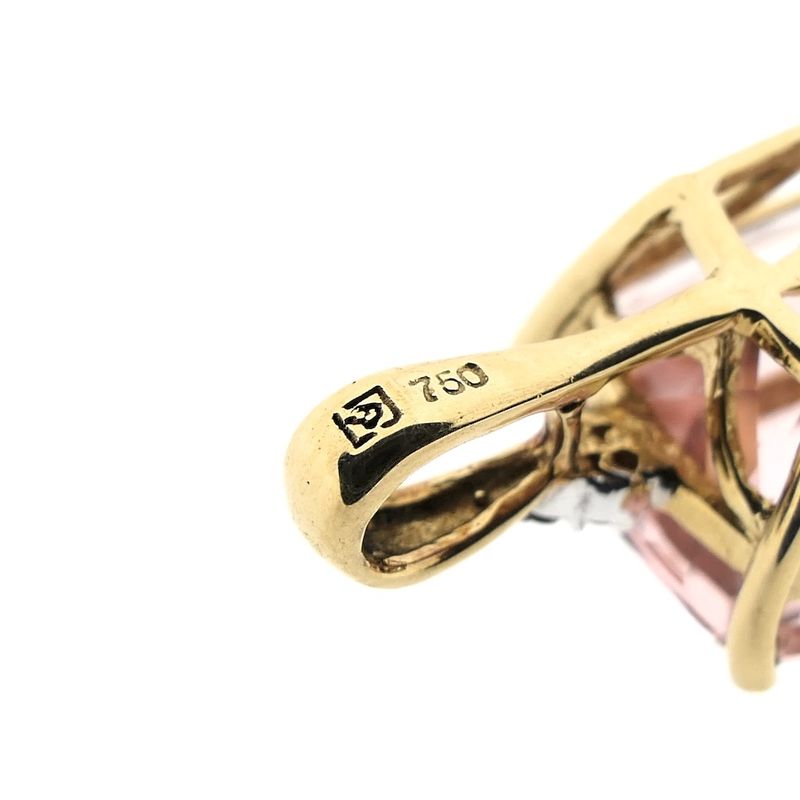 Image 8 of 18K Gold Pendant with morganite and diamond | 0.015 ct.