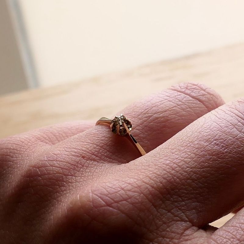 Image 7 of Gold Solitaire Ring with Diamond; 0.01 ct.