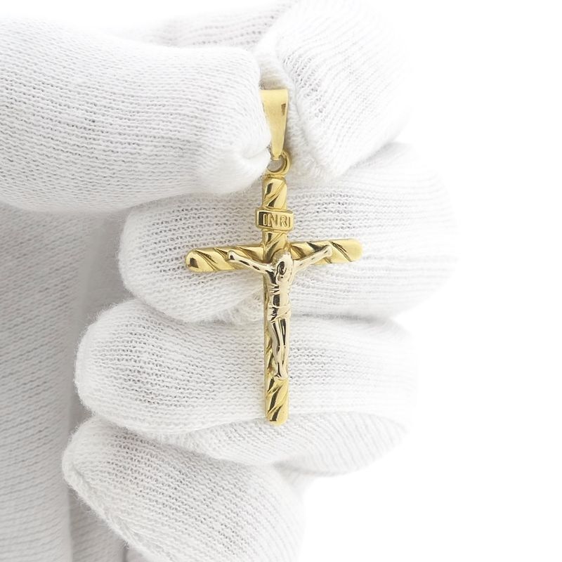 Image 11 of 18-karat two-tone gold pendant of a cross with a corpus | INRI
