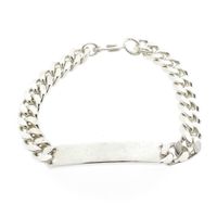 Silver gourmet bracelet with engraving; Men | 22 cm