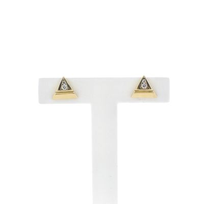 Image 1 of Gold triangle stud earrings with zirconia
