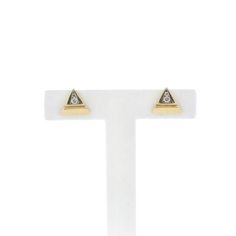 Image 1 of Gold triangle stud earrings with zirconia