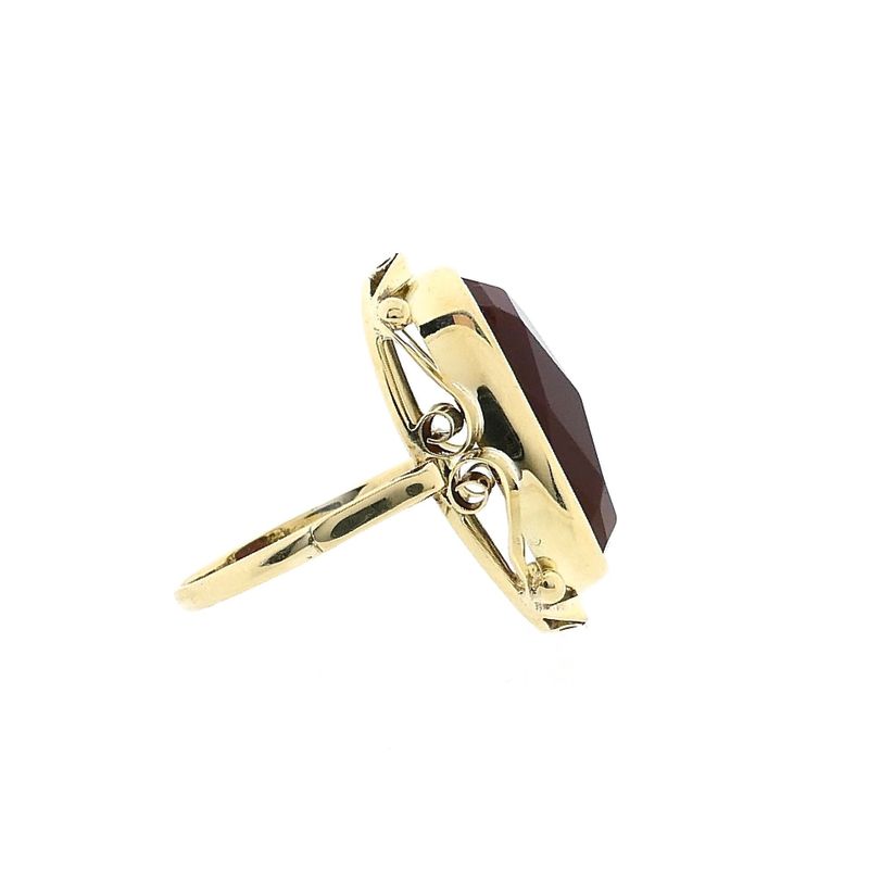 Image 5 of Gold Ring with Carnelian; 14 Karat; Size 17.75