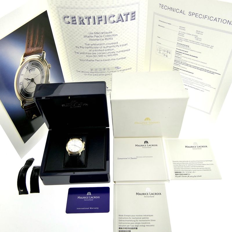 Image 4 of Maurice Lacroix Masterpiece Reveil; Automatic 18k gold men's watch with alarm clock