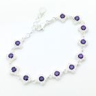 Image 1 of Silver bracelet set with white and purple zirconia