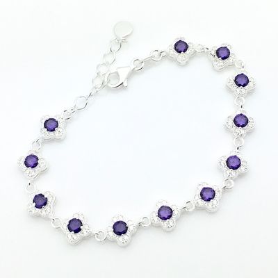 Image 1 of Silver bracelet set with white and purple zirconia