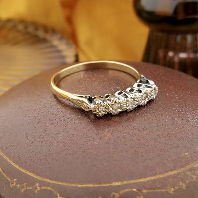 Image 2 of 18-karat two-tone gold ring with 0.065 ct. diamond
