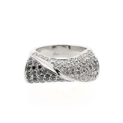 Image 2 of White gold pavé ring with black moissanite and diamonds; Approx. 1.08 ct.