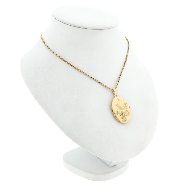 Image 6 of Gold medallion pendant; Floral design