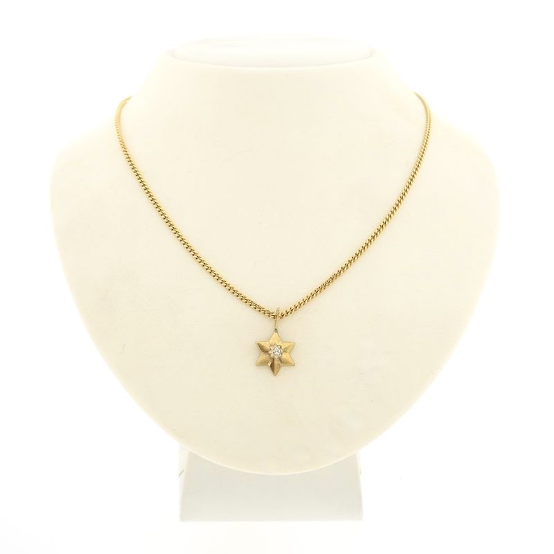Image 6 of Gold subtle star pendant with diamond | 0.035 ct.