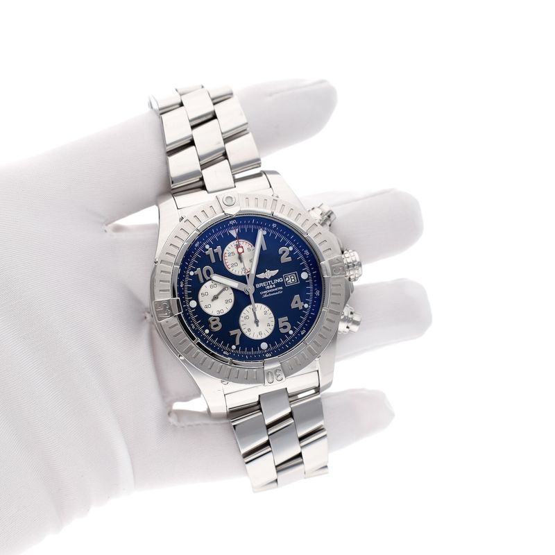 Image 7 of Breitling Super Avenger 'Blue' A13370; Chronograph men's watch