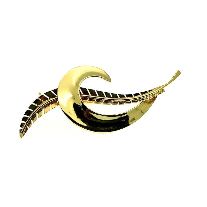 Image 1 of Gold feather brooch | 14 carat