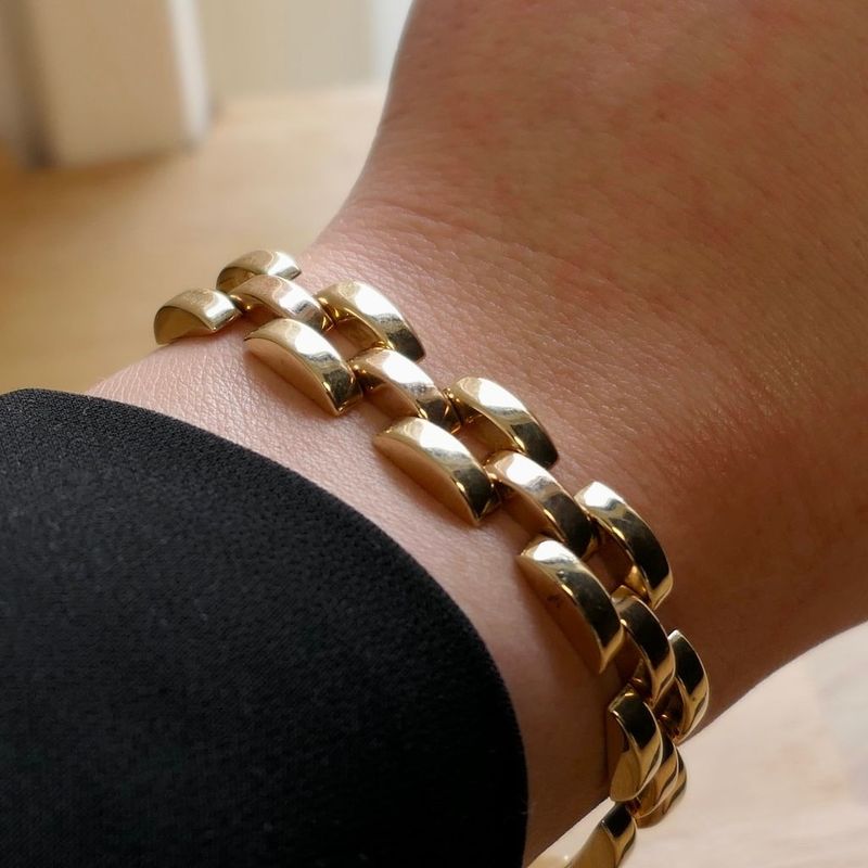 Image 8 of Bicolor gold Bismarck link bracelet