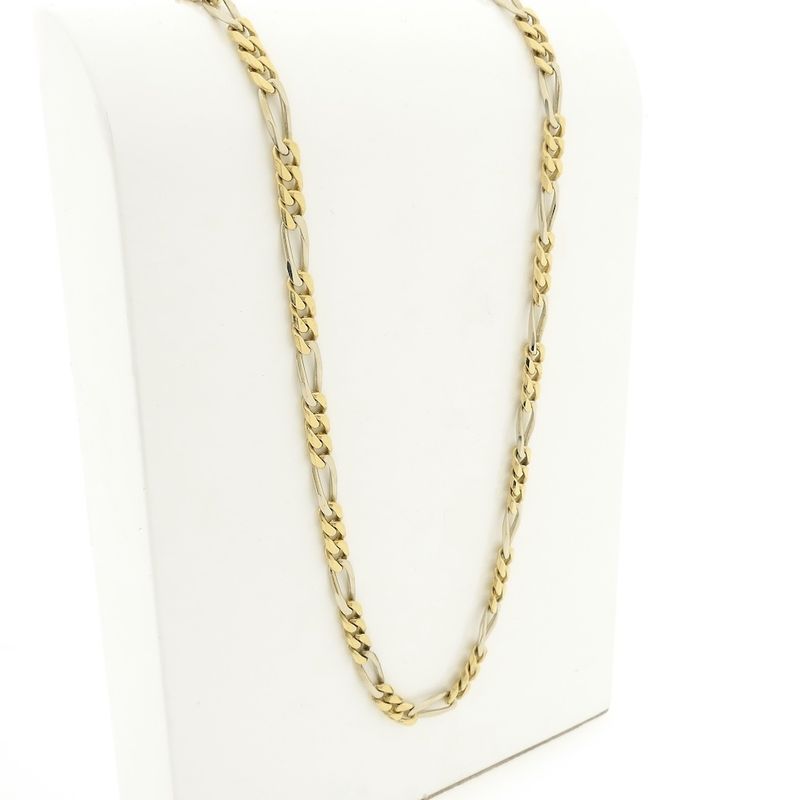 Image 3 of Two-tone solid gold Figaro link chain