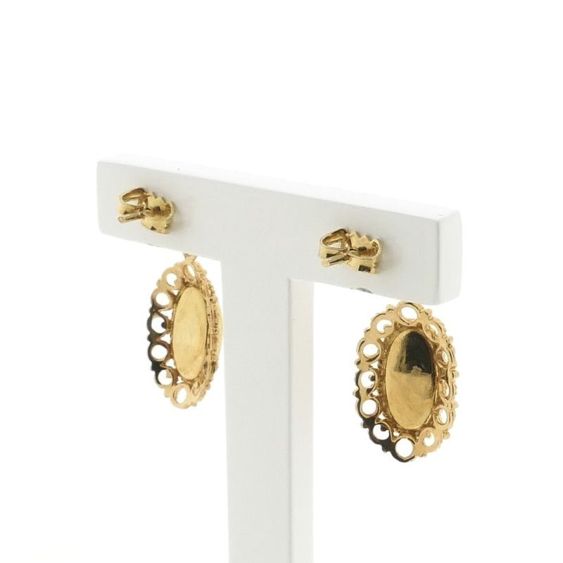 Image 4 of Gold earrings with red coral | Antique