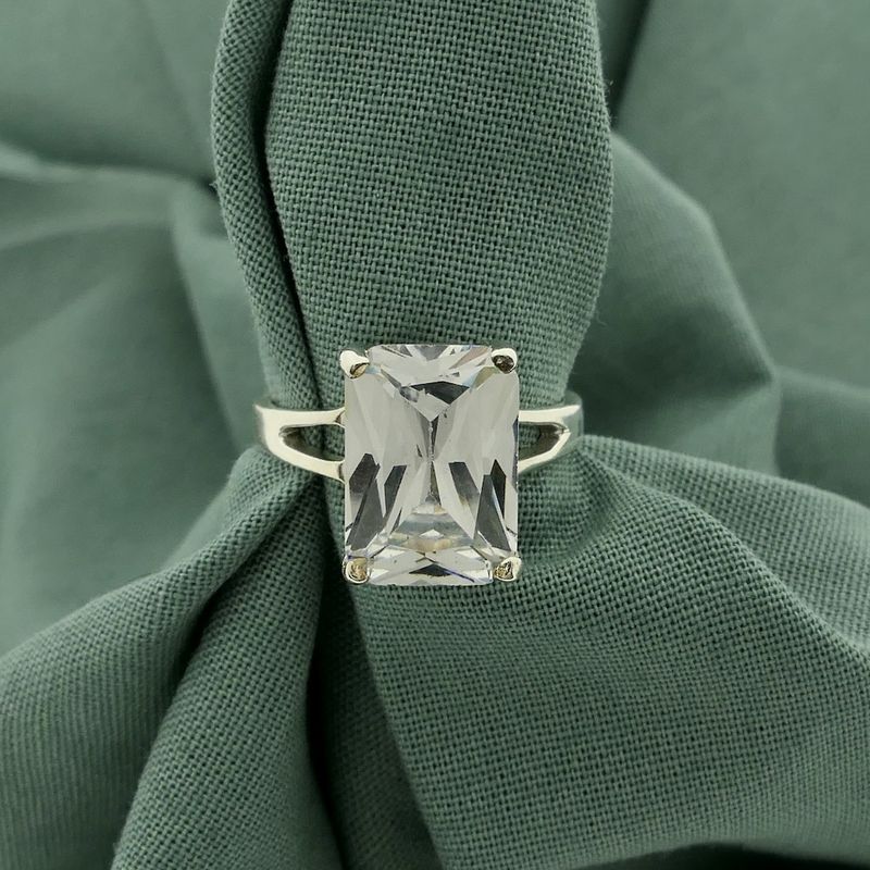 Image 10 of Silver solitaire ring with clear zirconia