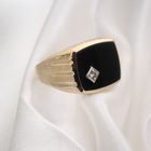 Image 6 of 8K Large Men's Signet Ring | Onyx and Zirconia