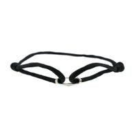 Black Satin Cord Bracelet with Silver Link