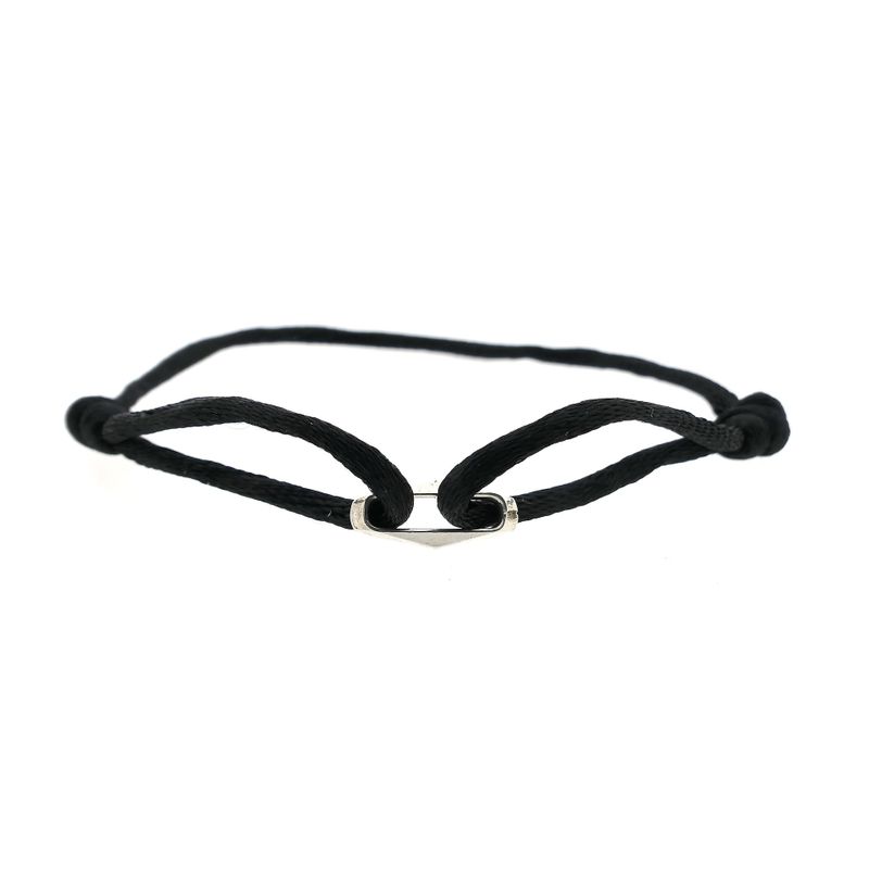 Image 1 of Black Satin Cord Bracelet with Silver Link
