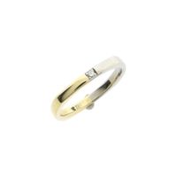 Two-tone gold square solitaire ring with diamond; 0.01 ct.