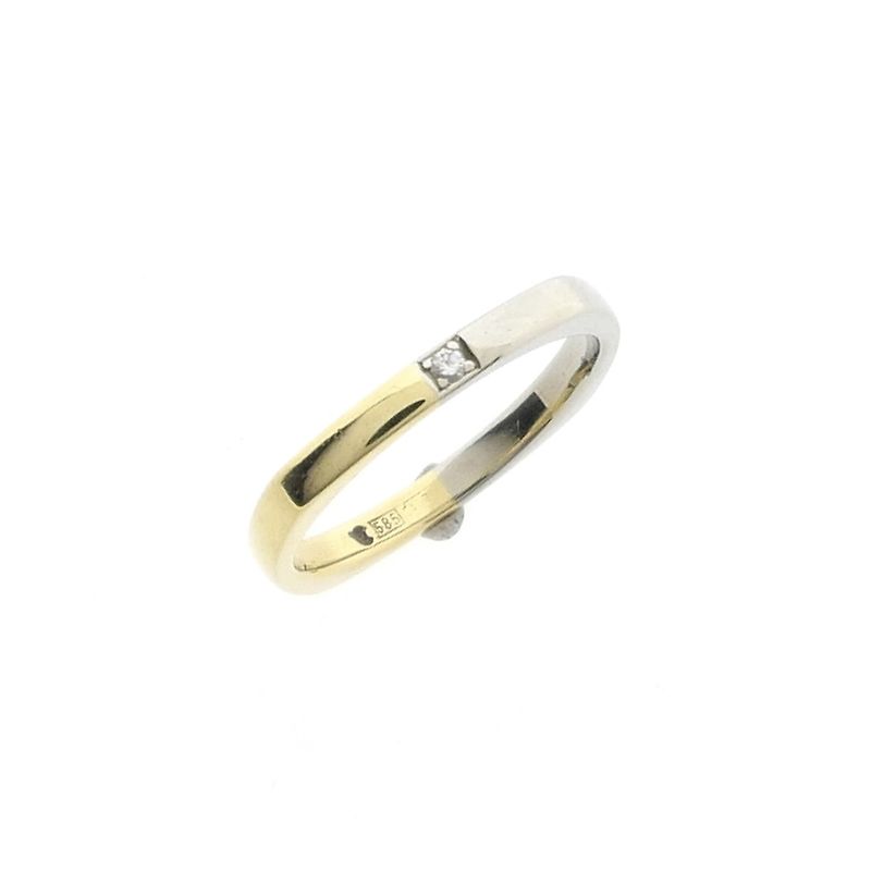 Image 1 of Two-tone gold square solitaire ring with diamond; 0.01 ct.
