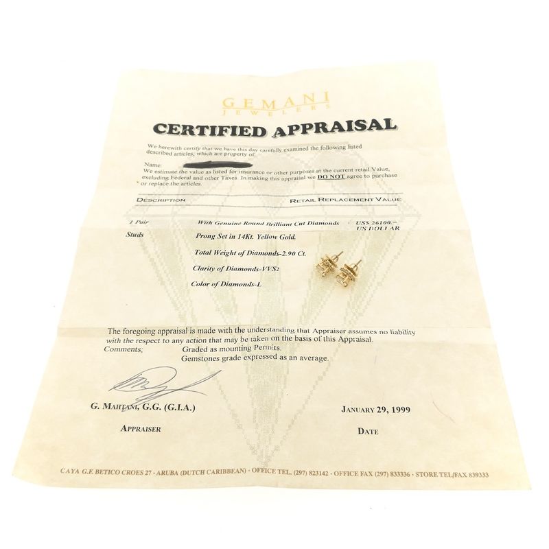 Image 12 of Exclusive gold earrings with diamonds; 2.90 ct.