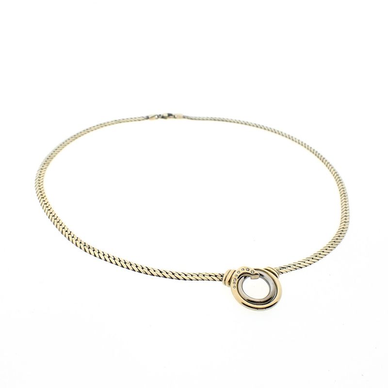 Image 10 of Gold necklace with a fixed pendant and diamonds | approx. 0.04 ct. | 45 cm