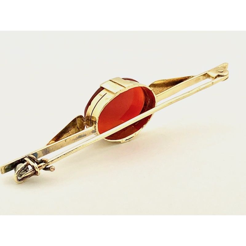 Image 3 of Antique gold brooch with carnelian