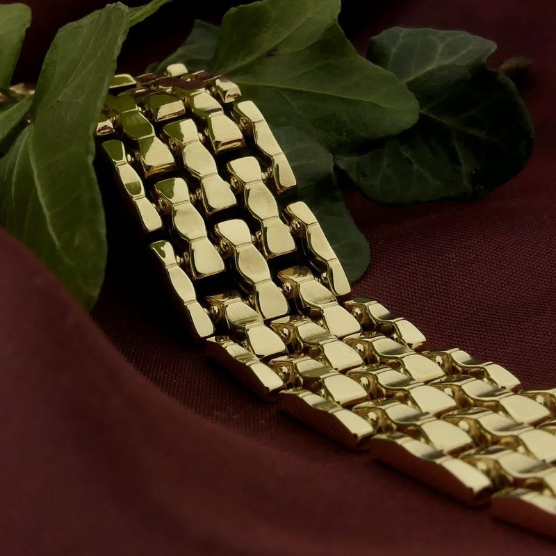 Image 2 of Gold wide tank link bracelet