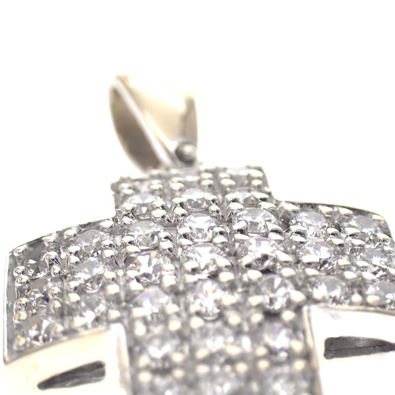 Image 3 of Two-tone pendant of an isosceles cross with zirconia