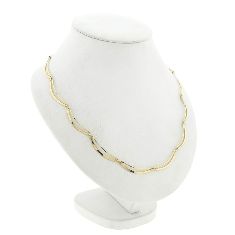 Image 3 of Tricolor gold navy link necklace | 51 cm